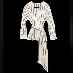 Stylish Red and White Striped Blouse size Medium